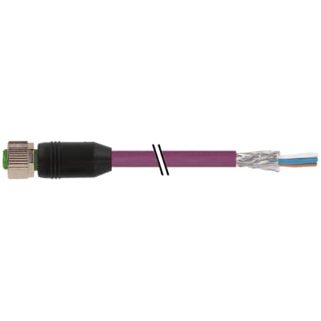 Murrelektronik M12 female 0 Degree shielded, D-cod. with cable EN, PUR 2x2xAWG22 shielded g 7000-13225-8030150